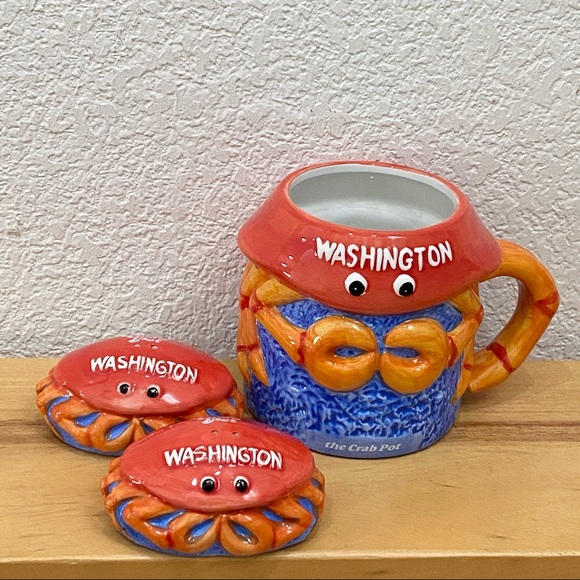 The Crab Pot Washington Mug Salt and Pepper Shaker Set - Picture 2 of 14